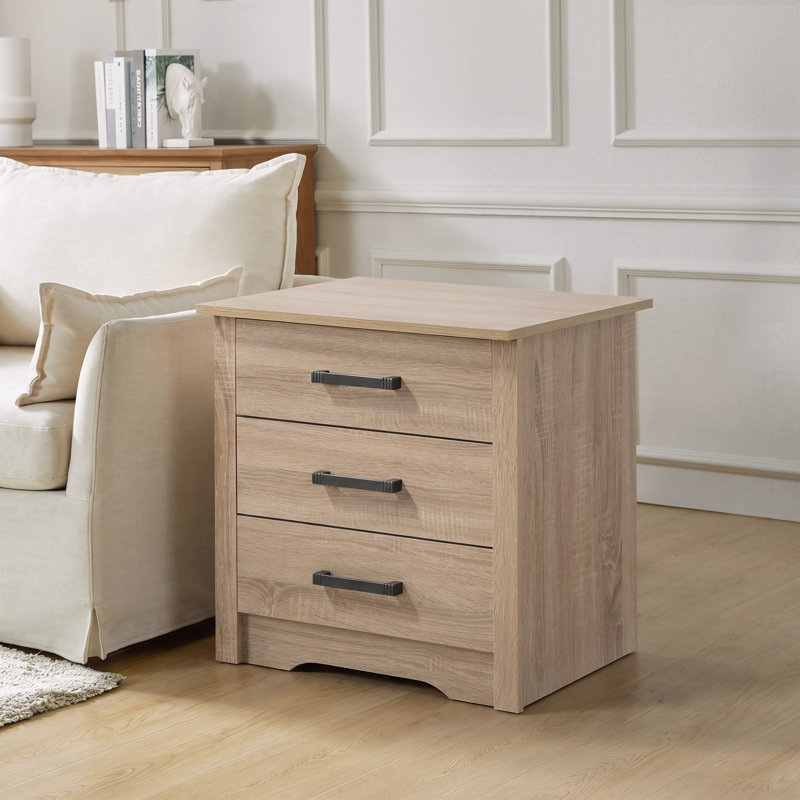 Ensemble de table de chevet 3 tiroirs Saguenay, Bois Sandle