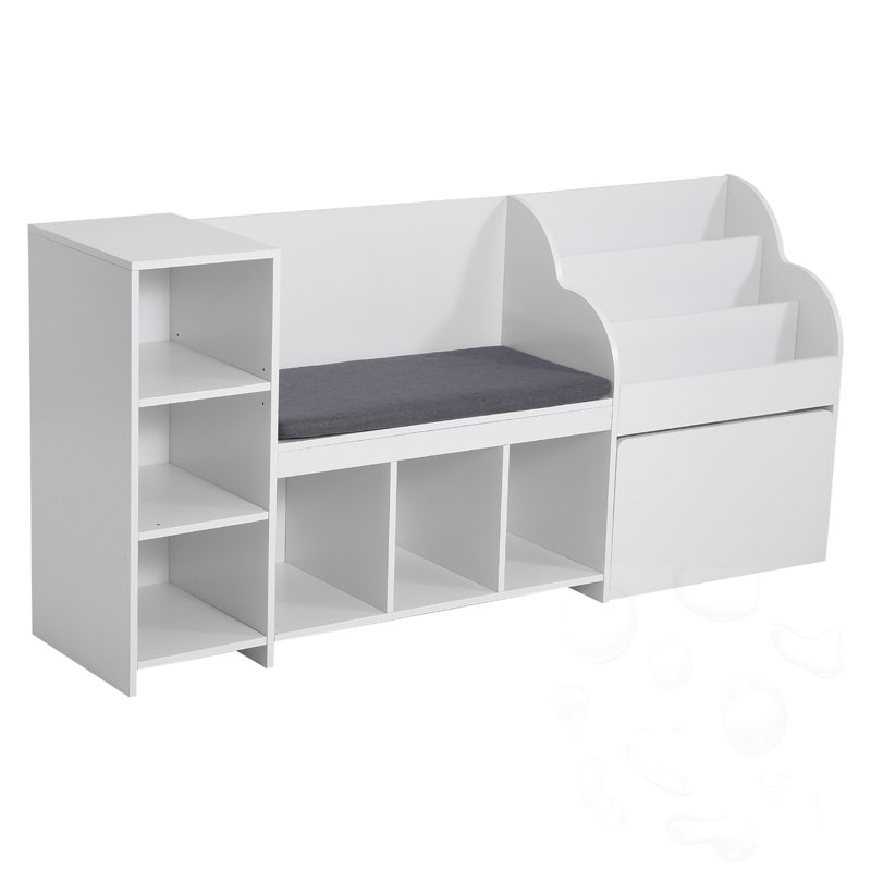 Banc en bois avec dossier et bibliothèque