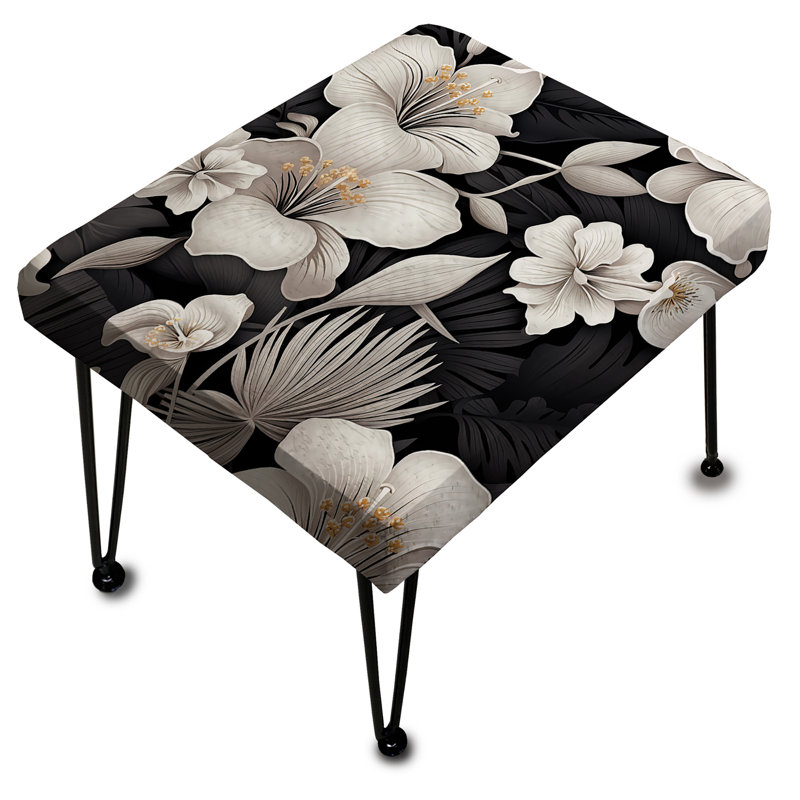 Motif tropical tropique monochrome - repose-pieds rectangulaire tropical