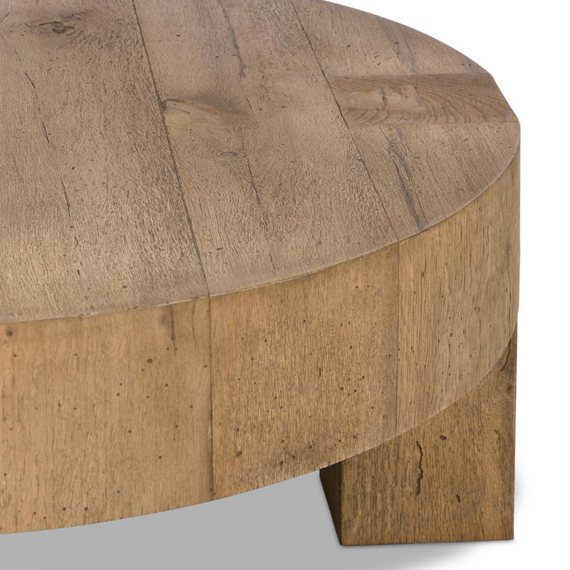 Abaso Round Coffee Table-Rustic Wormwood Oak, Rustic Wormwood Oak, 15" H x 55" W x 55" D