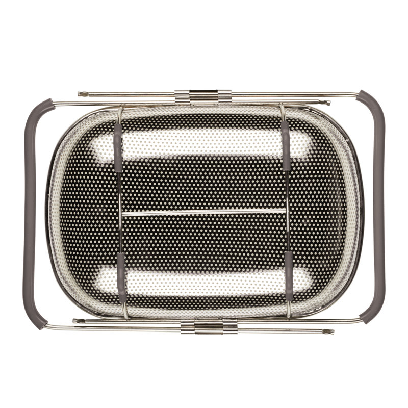 Stainless Steel Over-The-Sink Colander with Gray Handles