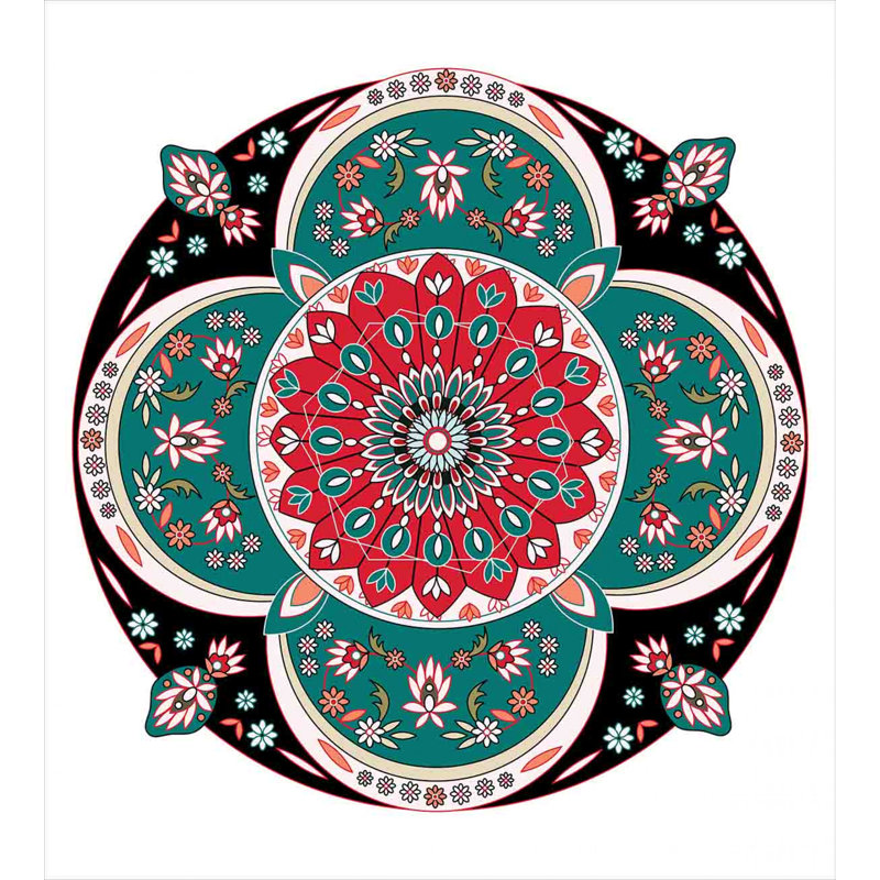 Twin Dark Coral Turquoise Tribal Duvet Cover Set