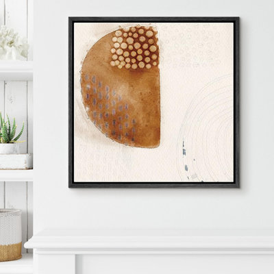 "Demi-cercle aquarelle industriel brun et formes géométriques à pois, art moderne Mid-Century" sur