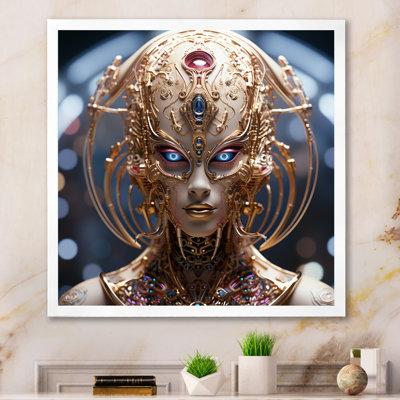 Sci-Fi, portrait d'une déesse futuriste dorée - Portraits abstraits, décoration murale