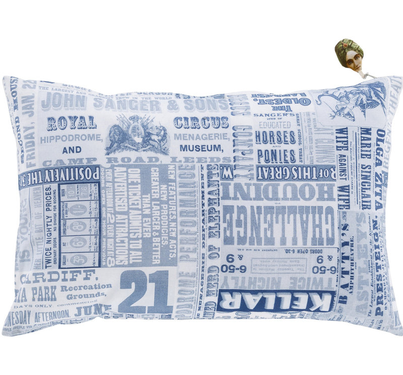 Mind Games Cotton Reversible Pillow Cover, Blue, 13"H x 20"W