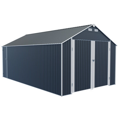 12×20 FT Outdoor Storage Shed Metal Garage Shed For Car, Bike, Lawnmower - Backyard Tool House Building 2 Doors And 4 Vents (Upgraded Version)