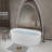 59"Linear Acrylicfreestanding Bathtub Stand Alone Soaker Tub, Glossy White Acrylic, POP-UP Chrome Drain, Cupc Certified
