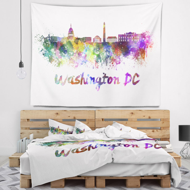 Washington dc skyline tapisserie Cityscape, H 50 po x l 60 po