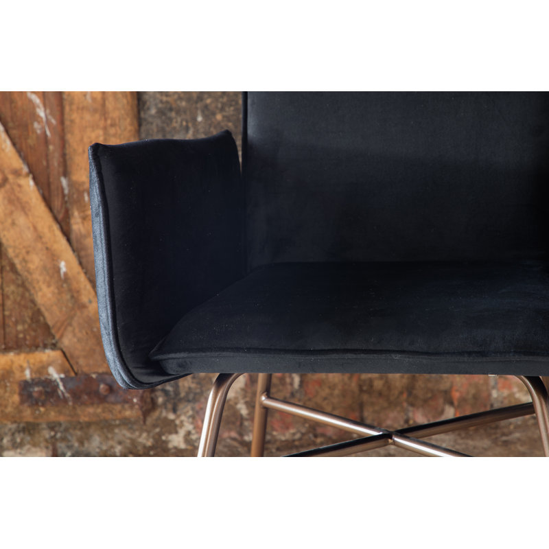 Saucedo 109.2cm H Velvet Upholstered Armchair, Copper