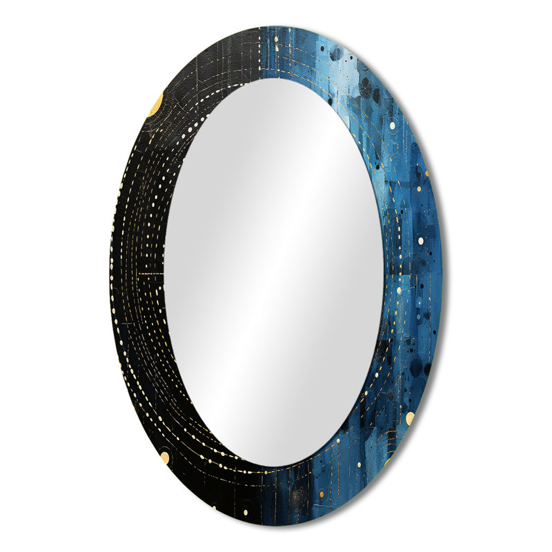 Miroir mural ovale sur métal Blue Minimalisme, 36 po x 24 po