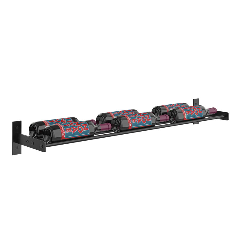 Thedford 6 Bottle Wall Mounted Wine Bottle Rack, Matte Black frames with Matte Black rods