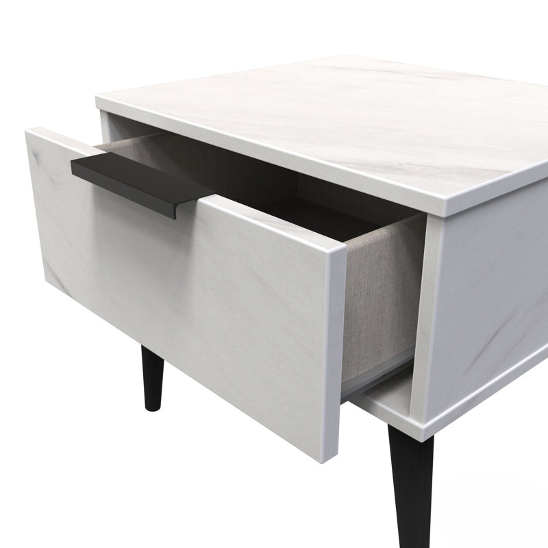 Turah 1 Drawer Bedside Cabinet (Ready Assembled), Marble