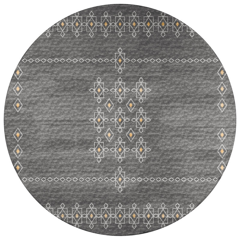 Anberlin Chenille Washable Southwestern Indoor / Outdoor Rug, Round 8'