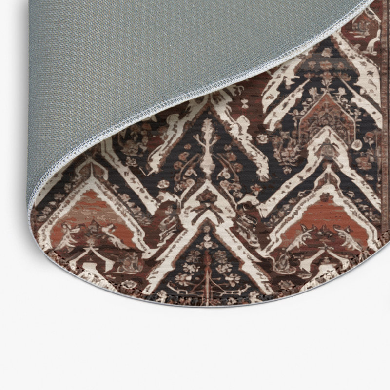 Persian Brown Indoor and Outdoor Area Rug, Round 5'