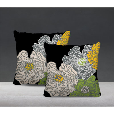 Floral Outdoor Reversible Throw Pillow