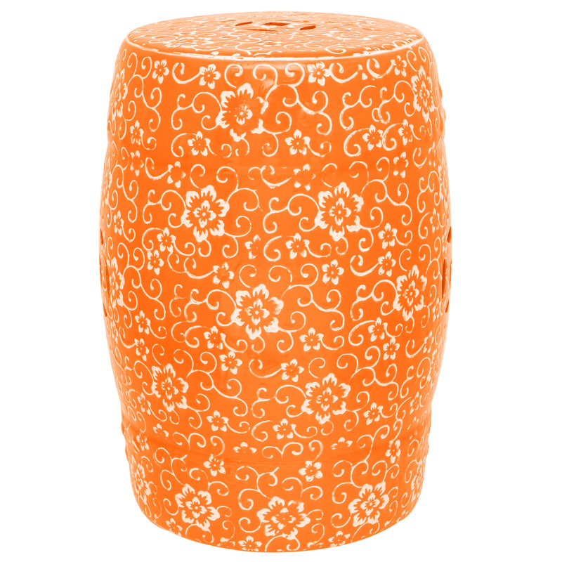 Maxima Ceramic Accent Stool, Orange