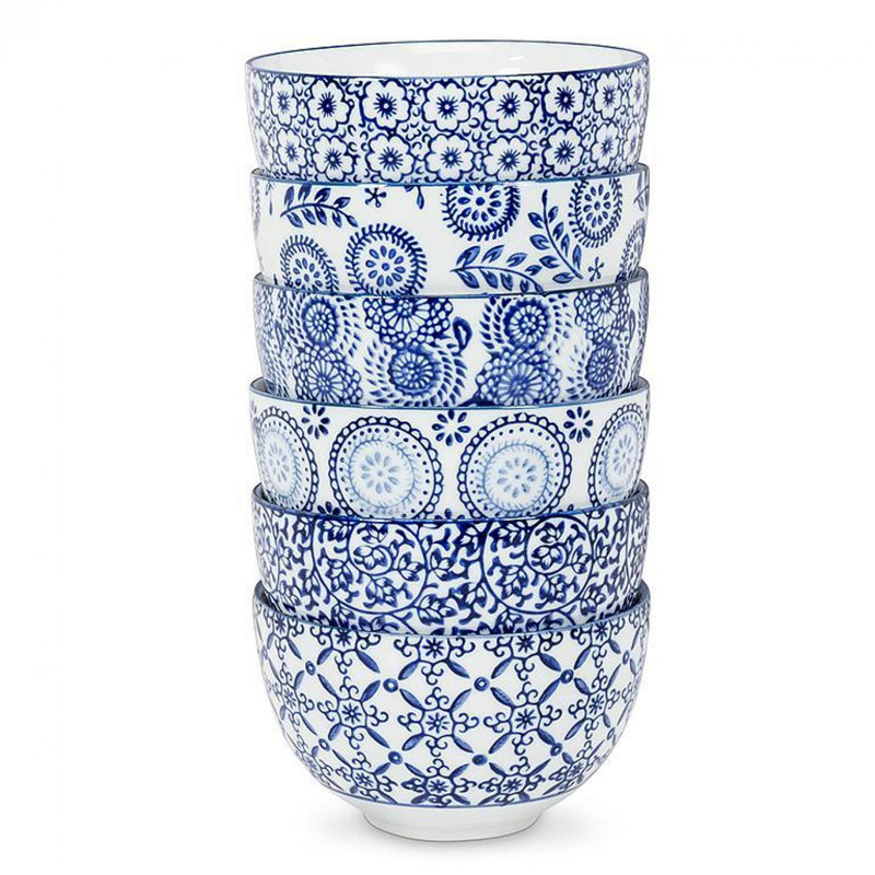 Ensemble de 6 bols profonds à motifs assortis