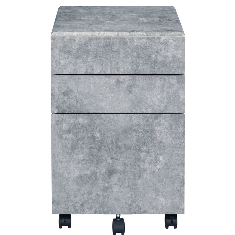 3 classeurs en argent, finition faux béton pour une organisation de bureau simplifiée, argent avec 3 tiroirs à usage domestique