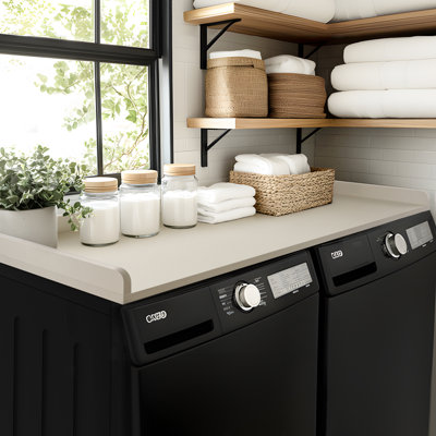 Kaboon Washer Dryer Countertop with Edge Rails, 27.5" x 54", Laundry Room Organization