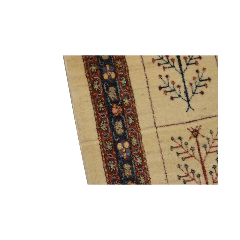 Tapis ivoire et vin noué à la main de haute qualité