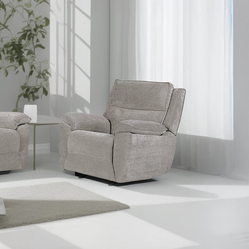 Berthony 94cm Wide Chenille Standard Recliner, Light Grey