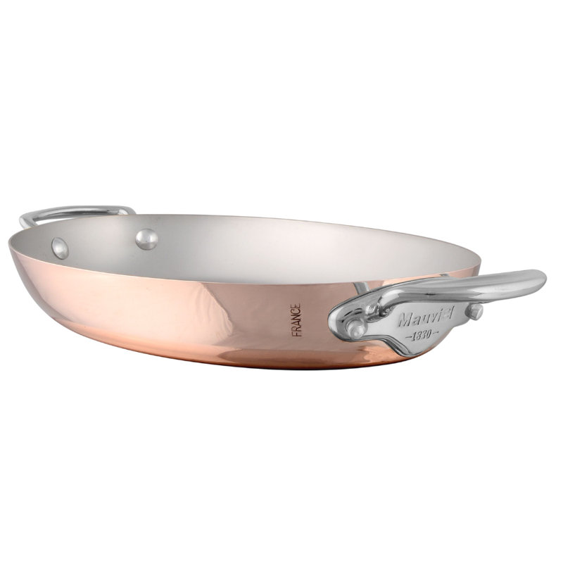 Casserole ovale en cuivre avec poignées en acier inoxydable de 11,8 po mauvais M'Héritage M'150 S, 1,68 pte