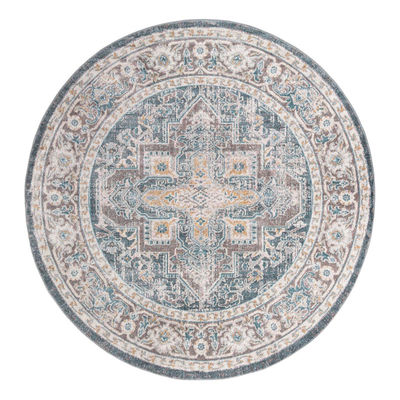 Tapis oriental gris Folmar, Rond 8 pi