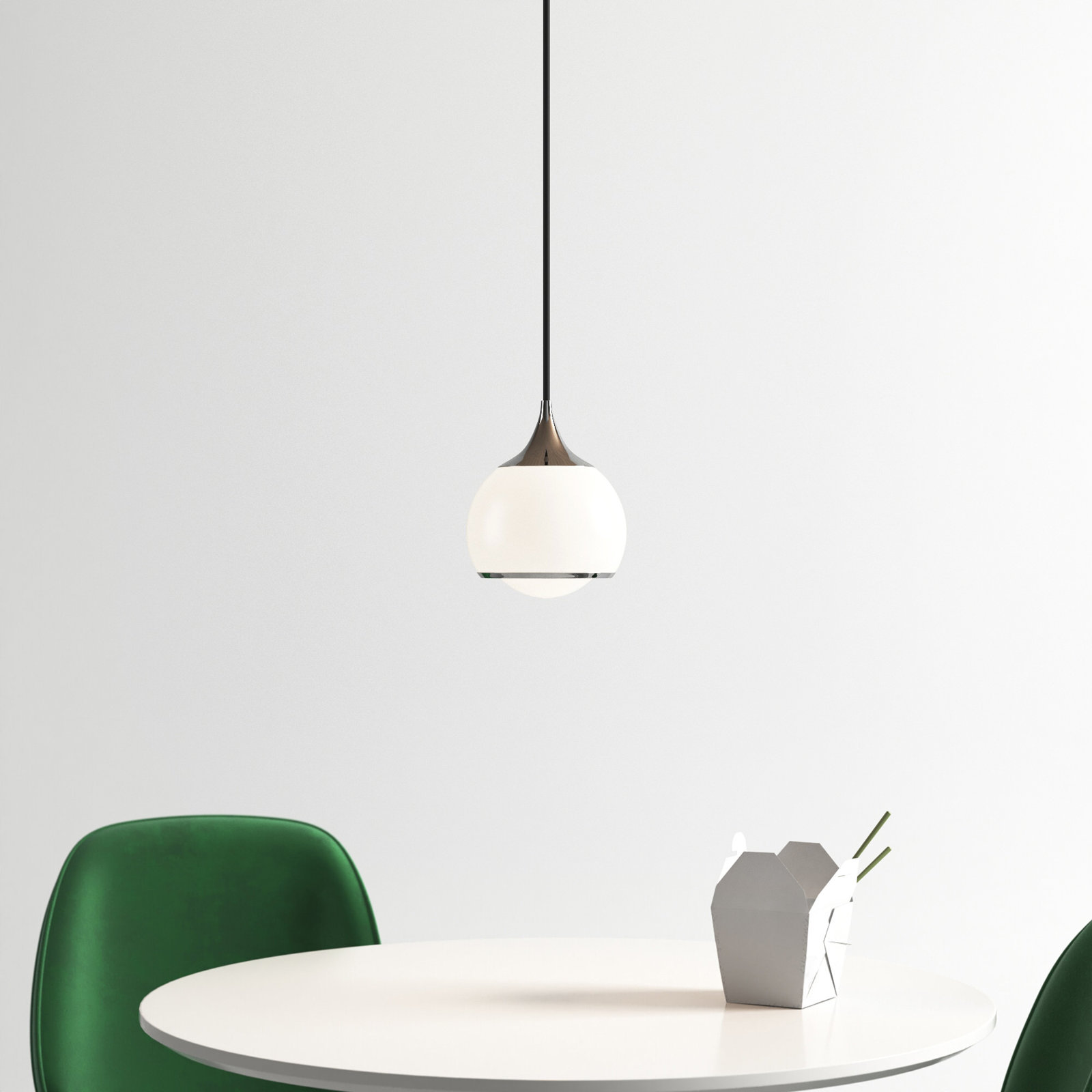 Kegan Single Light Glass Pendant, Polished Nickel, 8.25" H x 6.75" W x 6.75" D