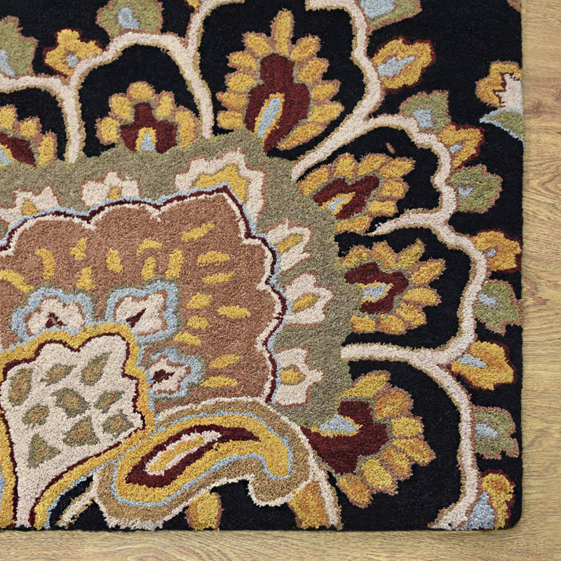 Akain Hand Tufted Wool Eco-Friendly Area Rugs - Rectangle, Floral Modern Design, High Pile Thick Handmade Anti Skid Area Rugs for Living Room, Bed Room