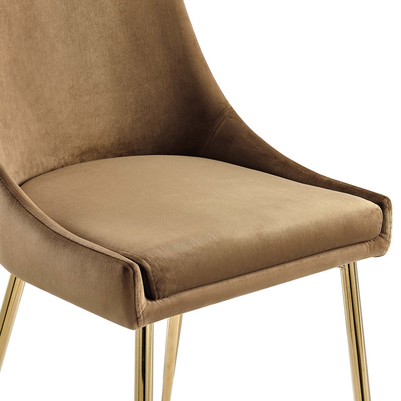 Modway Viscount Performance Velvet Dining Chairs, Cognac