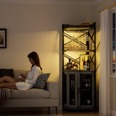 Meuble-bar Conner avec rangement pour bouteilles de vin et bande DEL