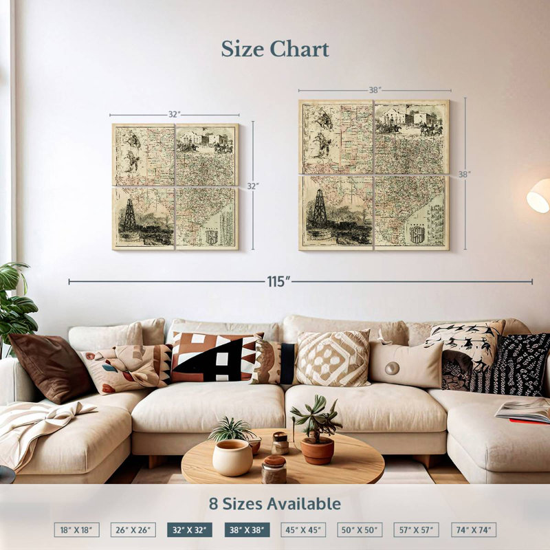 Aliaz Map Of Texas, 32'' H x 32'' W