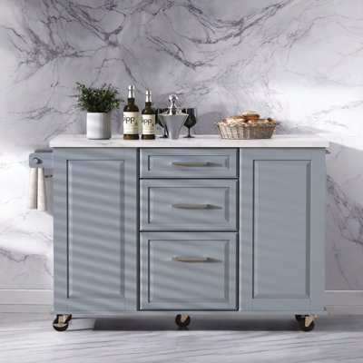 Îlot de cuisine 50,7 po avec rallonge et armoire de rangement