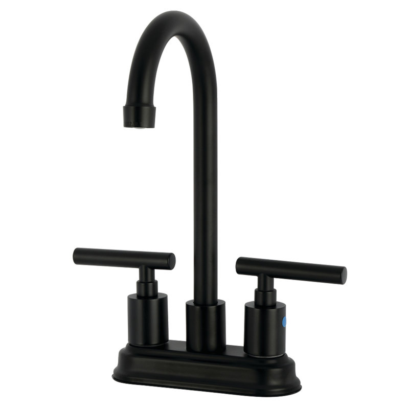 Kingston Brass Manhattan Two-Handle 2-Hole Deck Mount Bar Faucet, Matte Black
