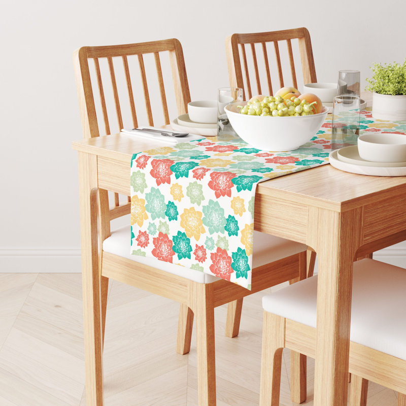 Rectangular Floral Cotton Table Runner