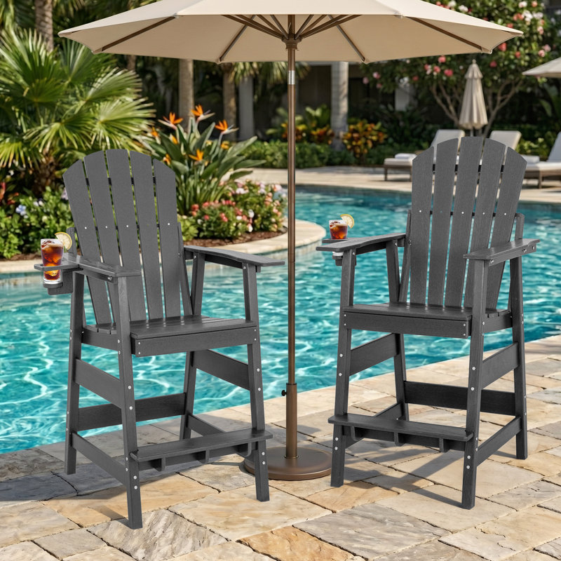 Valjean Outdoor Tall Adirondack Chair, Gray