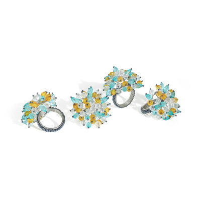 Tropical Oasis Crystal Bloom Napkin Rings (Set of 4)