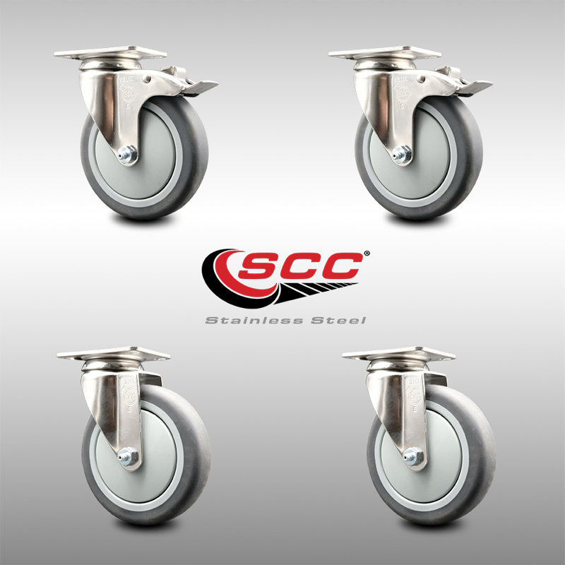 4 Piece Thermoplastic Rubber Swivel Caster Set
