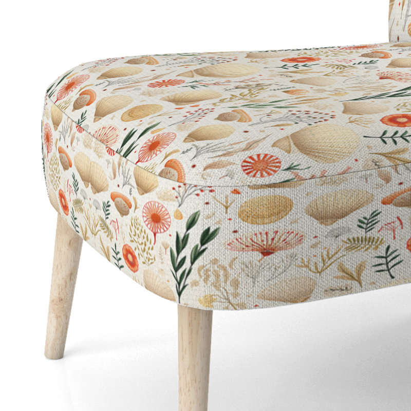 Chaise d'appoint Seashell Serenity, Esquisse d'un motif tropical de coquillage II