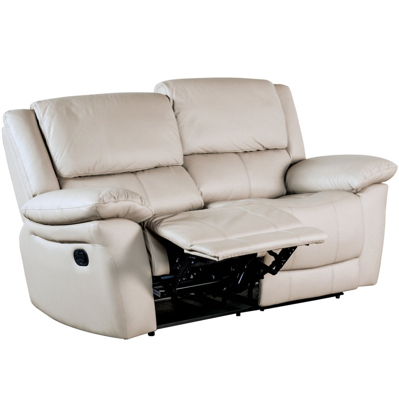 60" Wide Leather Match Modern Manual Recliner Loveseat, , zero clearance recliner  Design, With Comfortable Foam & Pocket Coil Seating