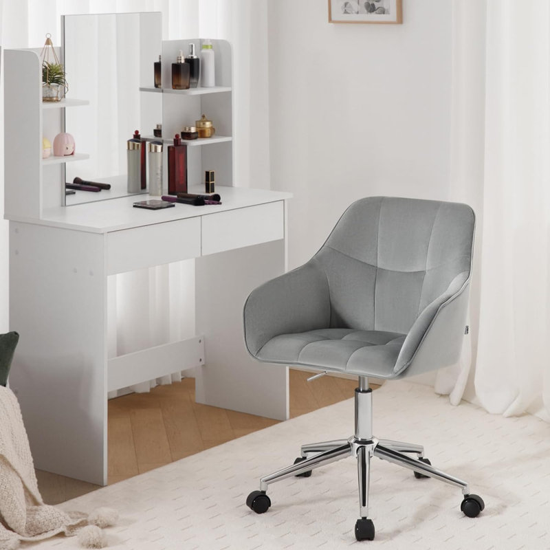 Failand Velvet Task Chair, Light Grey