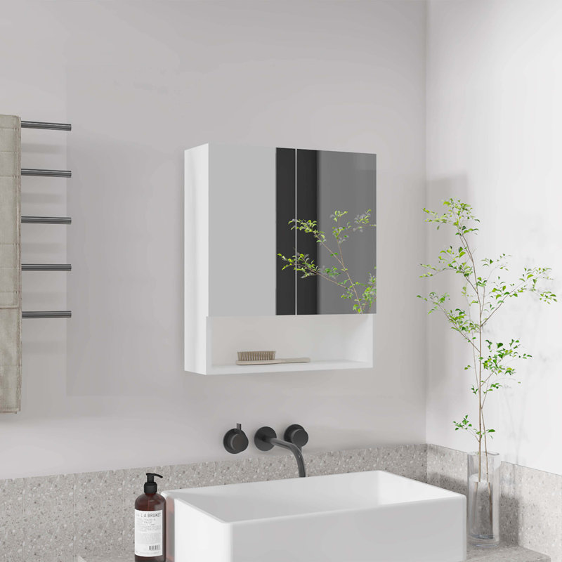 Armoire à pharmacie à double porte avec trois tablettes pour salle de bain Wanna