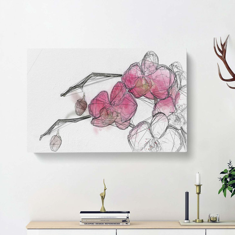 Hot Pink Orchids In Abstract - Wrapped Canvas Print, 35cm H x 50cm W x 3cm D