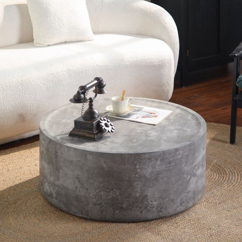 Table basse ronde Modern, entièrement assemblée, H 12 po x L 39,37 po x l 39,37 po, Gris Pierre