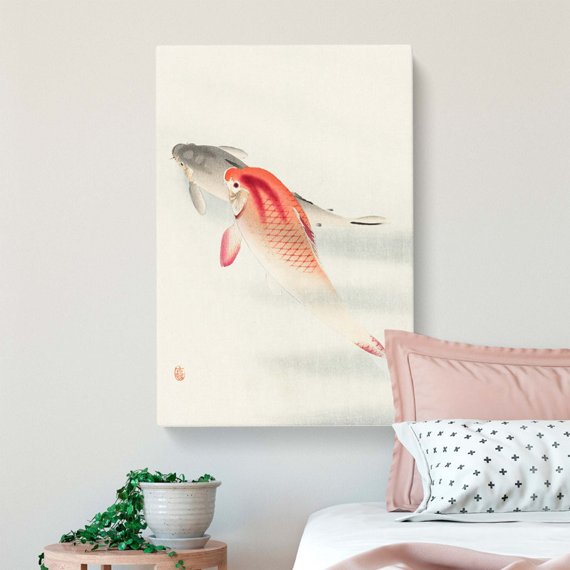 Two Carp by Ohara Koson - Wrapped Canvas, 50cm H x 35cm W x 3cm D