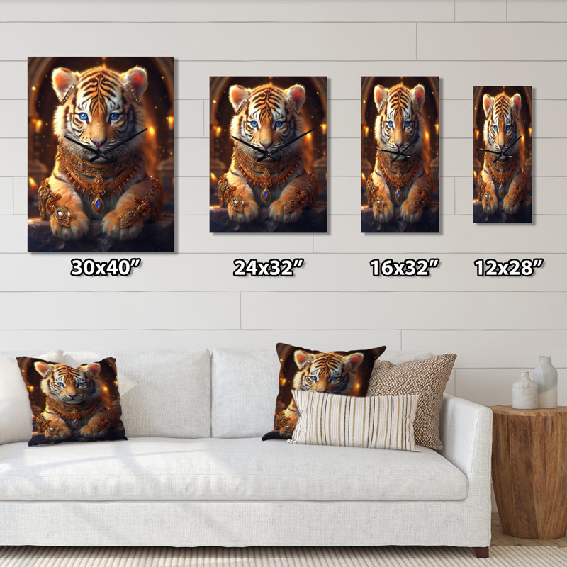 Mignon petit chaton royal I - animaux, lion, horloge murale moderne, Moyen