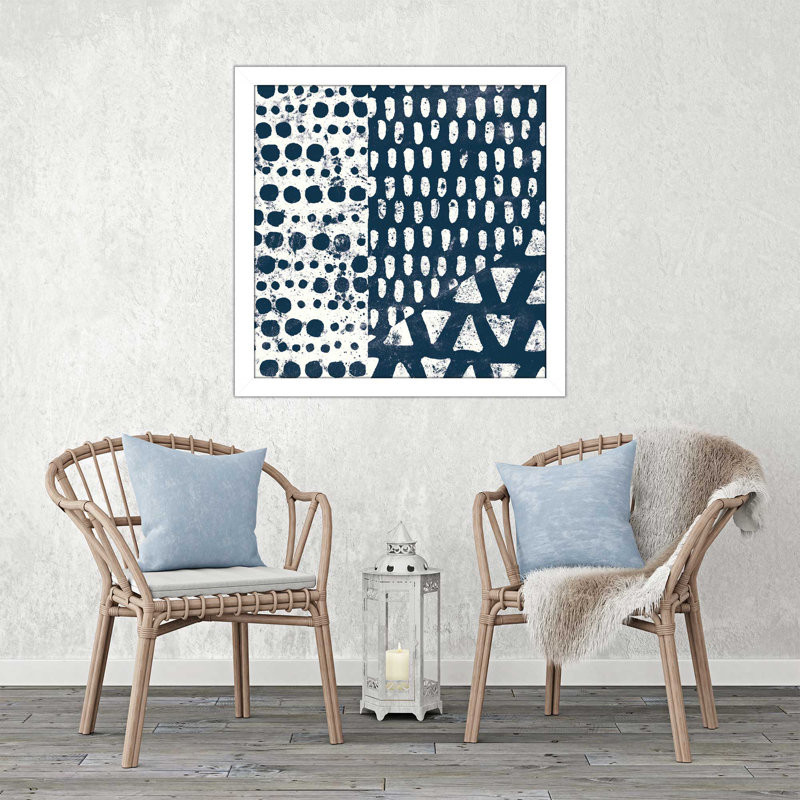 «Mark Make Tile III», reproduction de peinture acrylique, H 21,5 po x l 21,5 po x P 0,75 po, Cadre blanc