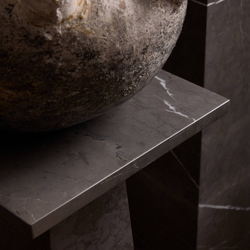 Ellric Pedestal 40", Grey Italian Marble