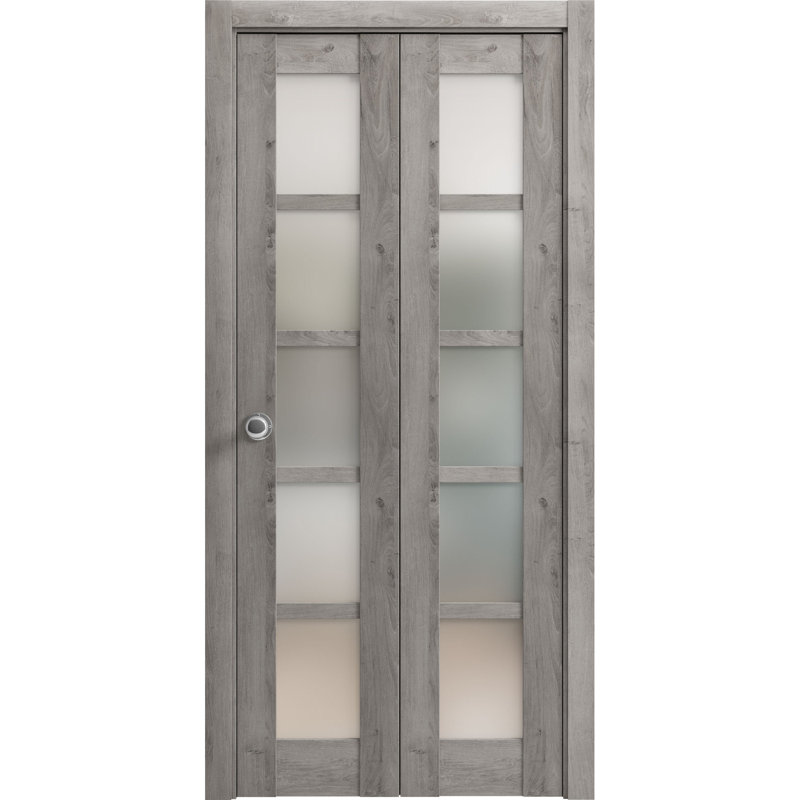 Porte pliante à panneaux en bois Quadro, 72 po x 84 po, Gris Nebraska