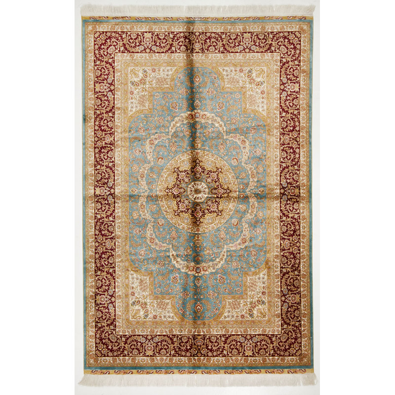 Tapis turc bleu et rouge 4 x 6